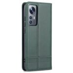 For Xiaomi 12 / 12X AZNS Magnetic Calf Texture Flip Leather Phone Case(Dark Green)