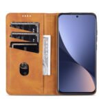 For Xiaomi 12 / 12X AZNS Magnetic Calf Texture Flip Leather Phone Case(Light Brown)