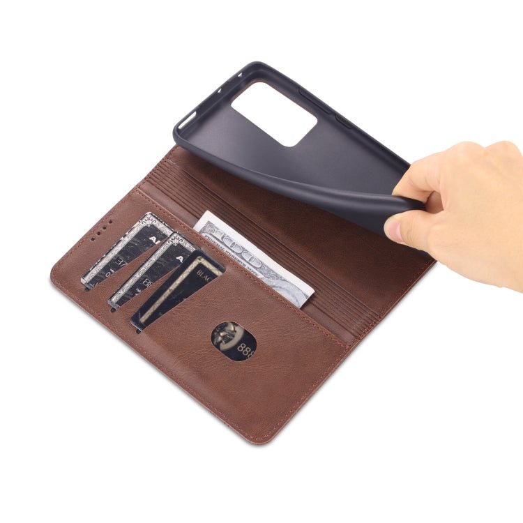 For Xiaomi 12 / 12X AZNS Magnetic Calf Texture Flip Leather Phone Case(Dark Brown)