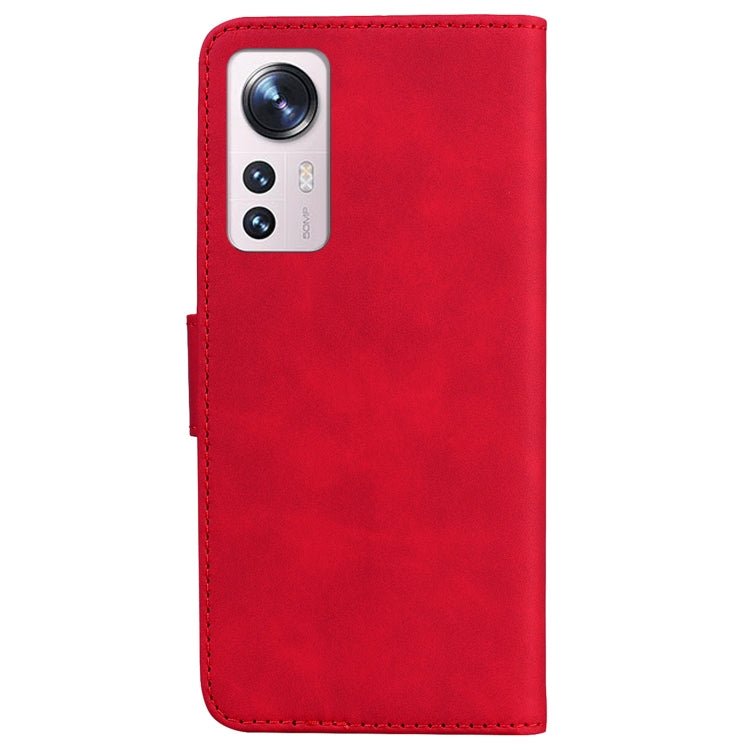 For Xiaomi 12 / 12X Skin Feel Pure Color Flip Leather Phone Case(Red)