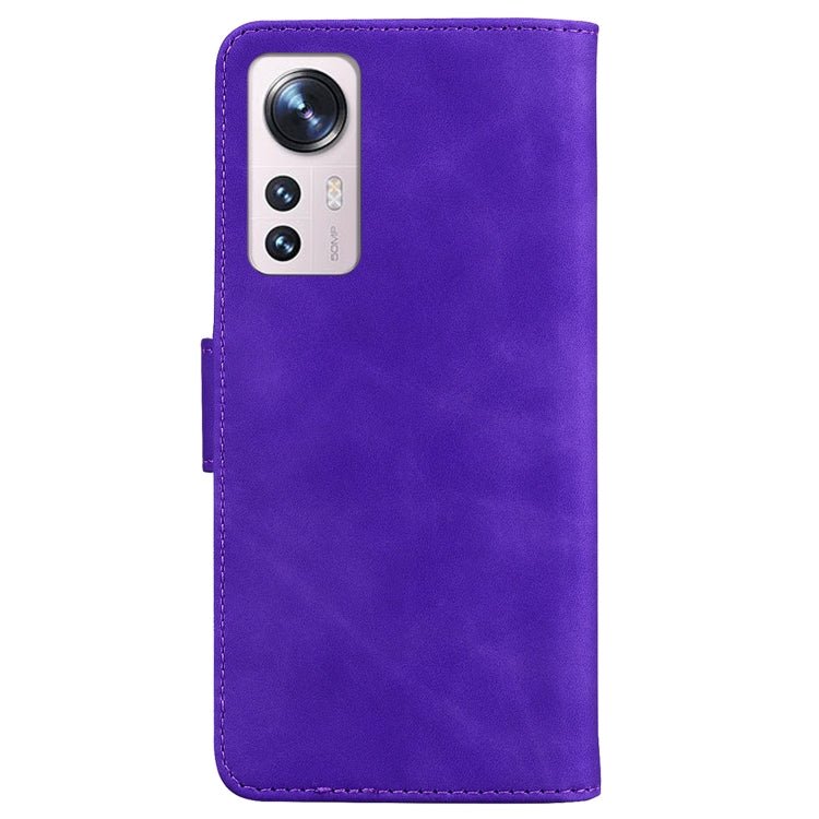 For Xiaomi 12 / 12X Skin Feel Pure Color Flip Leather Phone Case(Purple)