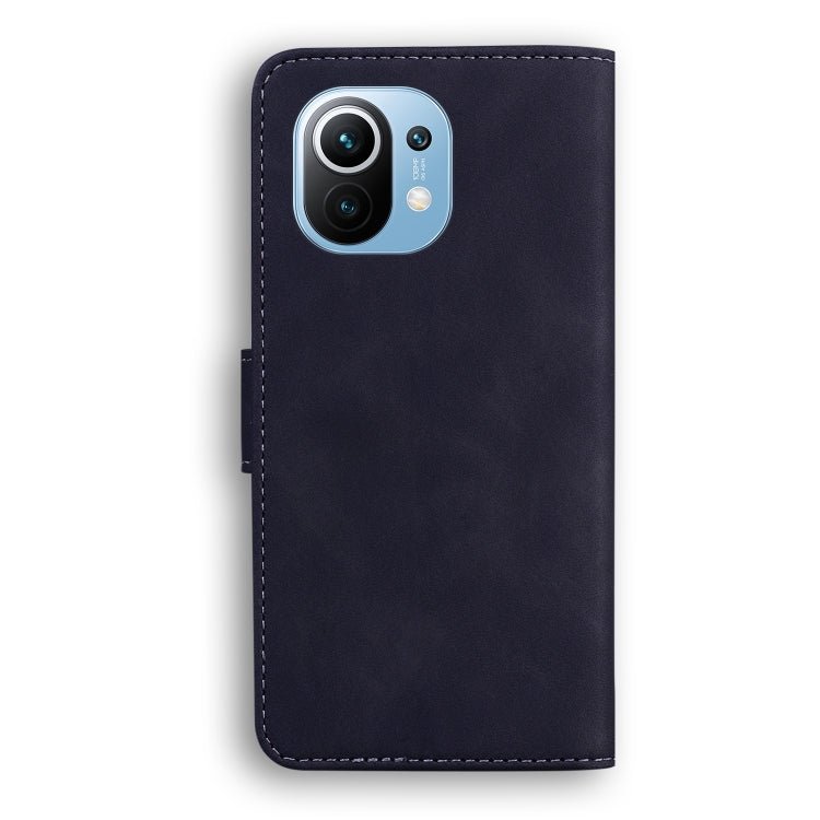 For Xiaomi Mi 11 Skin Feel Pure Color Flip Leather Phone Case(Black)