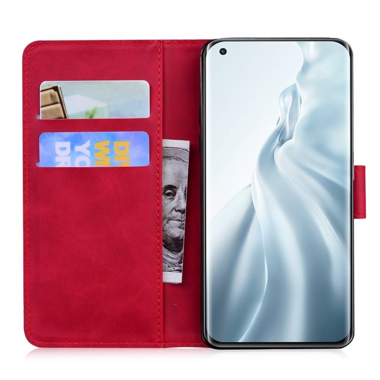 For Xiaomi Mi 11 Skin Feel Pure Color Flip Leather Phone Case(Red)