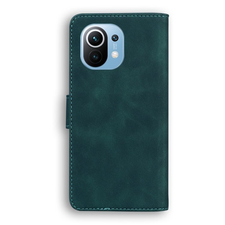 For Xiaomi Mi 11 Skin Feel Pure Color Flip Leather Phone Case(Green)