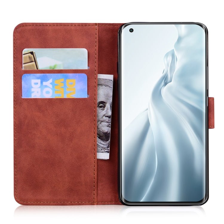 For Xiaomi Mi 11 Skin Feel Pure Color Flip Leather Phone Case(Brown)