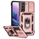 For Samsung Galaxy S21 5G Sliding Camshield Holder Phone Case(Rose Gold)