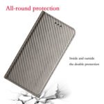 For Xiaomi Redmi Note 11 5G CN Version Carbon Fiber Texture Flip Holder Leather Phone Case(Grey)