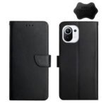 For Xiaomi Mi 11 Genuine Leather Fingerprint-proof Horizontal Flip Phone Case(Black)
