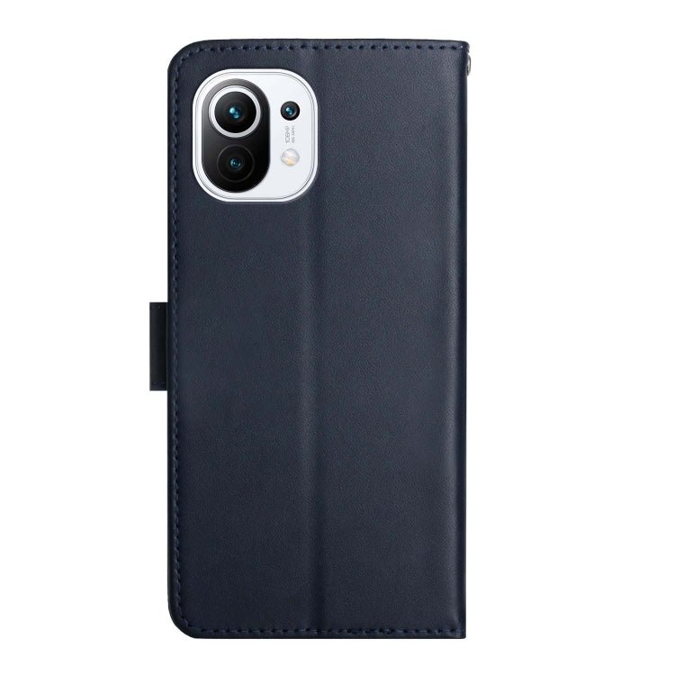 For Xiaomi Mi 11 Genuine Leather Fingerprint-proof Horizontal Flip Phone Case(Blue)