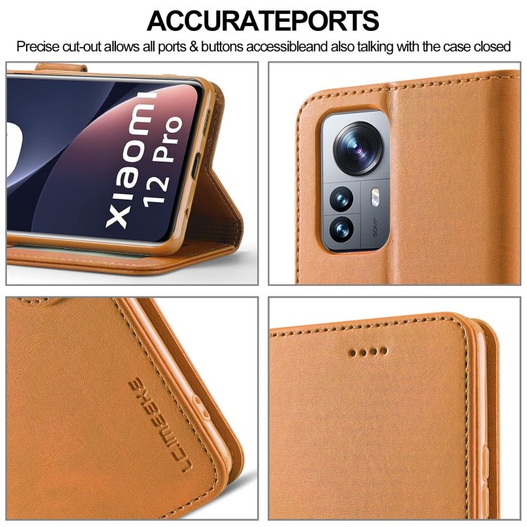 For Xiaomi 12 Pro/12S Pro LC.IMEEKE Calf Texture Leather Phone Case(Brown)
