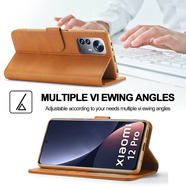 For Xiaomi 12 Pro/12S Pro LC.IMEEKE Calf Texture Leather Phone Case(Brown)