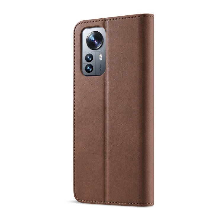 For Xiaomi 12 Pro/12S Pro LC.IMEEKE Calf Texture Leather Phone Case(Coffee)