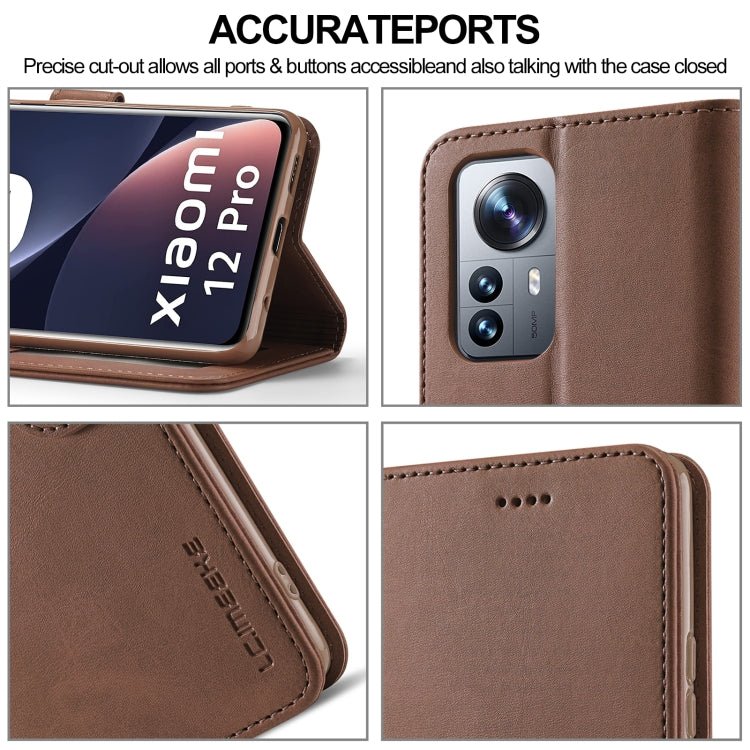 For Xiaomi 12 Pro/12S Pro LC.IMEEKE Calf Texture Leather Phone Case(Coffee)