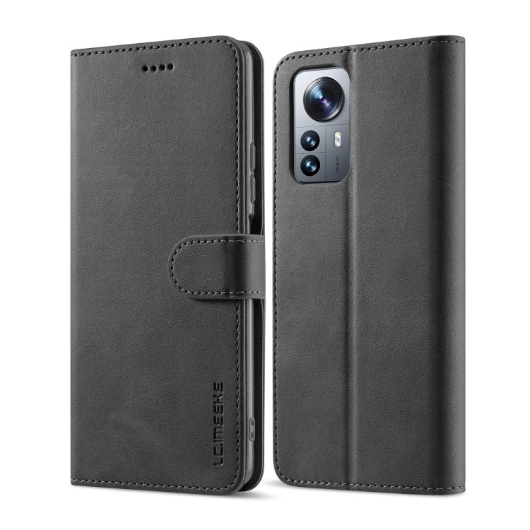 For Xiaomi 12 Pro/12S Pro LC.IMEEKE Calf Texture Leather Phone Case(Black)