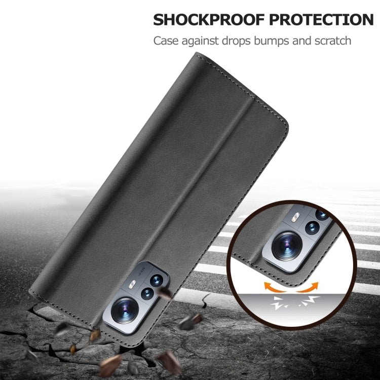 For Xiaomi 12 Pro/12S Pro LC.IMEEKE Calf Texture Leather Phone Case(Black)