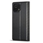 For Xiaomi Mi 11 Lite LC.IMEEKE Carbon Fiber Texture Flip Leather Phone Case(Vertical Black)