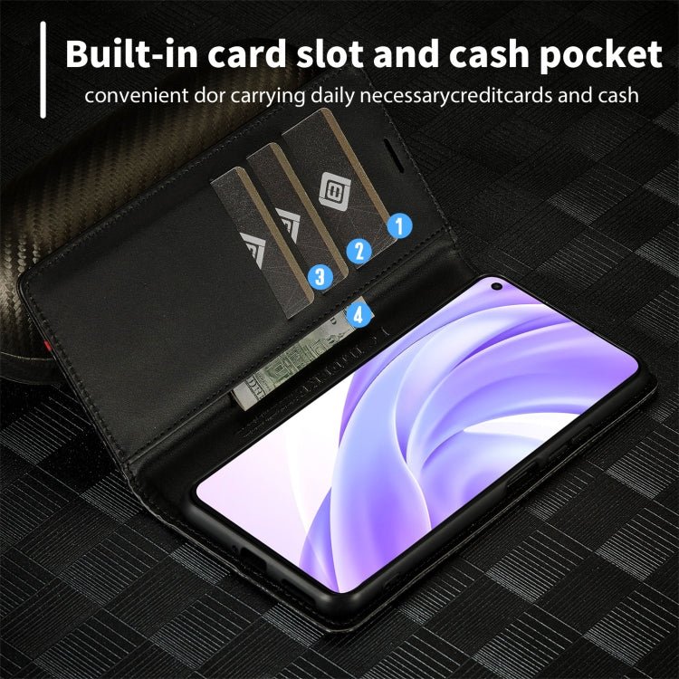 For Xiaomi Mi 11 Lite LC.IMEEKE Carbon Fiber Texture Flip Leather Phone Case(Vertical Black)