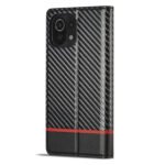 For Xiaomi Mi 11 Lite LC.IMEEKE Carbon Fiber Texture Flip Leather Phone Case(Horizontal Black)