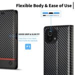 For Xiaomi Mi 11 Lite LC.IMEEKE Carbon Fiber Texture Flip Leather Phone Case(Horizontal Black)