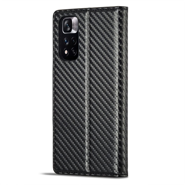 For Xiaomi Redmi Note 11 Pro China LC.IMEEKE Carbon Fiber Texture Flip Leather Phone Case(Vertical Black)