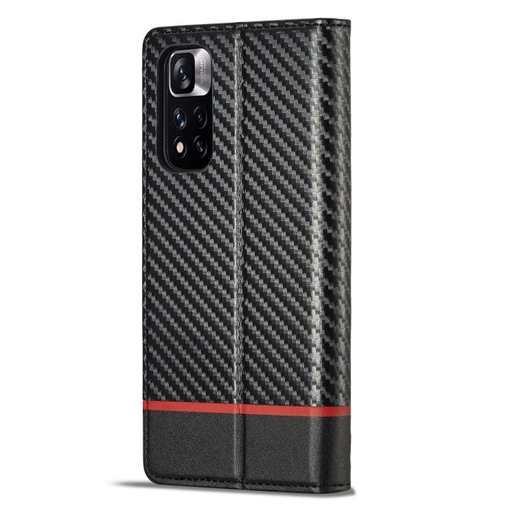 For Xiaomi Redmi Note 11 Pro China LC.IMEEKE Carbon Fiber Texture Flip Leather Phone Case(Horizontal Black)