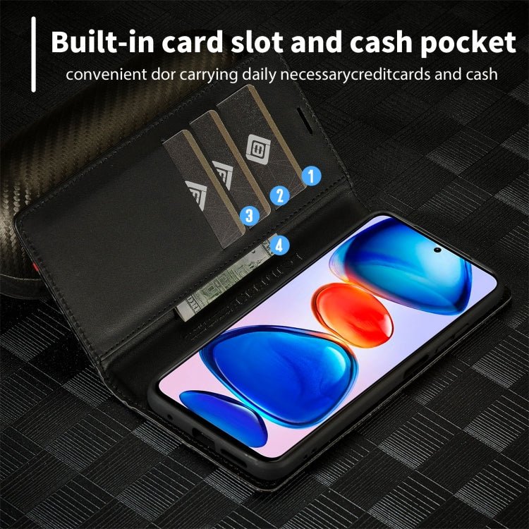 For Xiaomi Redmi Note 11 Pro China LC.IMEEKE Carbon Fiber Texture Flip Leather Phone Case(Horizontal Black)