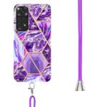 For Xiaomi Redmi Note 11 Pro / Note 11 Pro+ Electroplating Splicing Marble TPU Phone Case with Lanyard(Dark Purple)