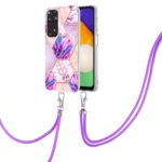 For Xiaomi Redmi Note 11 Pro / Note 11 Pro+ Electroplating Splicing Marble TPU Phone Case with Lanyard(Light Purple)