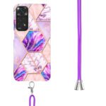 For Xiaomi Redmi Note 11 Pro / Note 11 Pro+ Electroplating Splicing Marble TPU Phone Case with Lanyard(Light Purple)
