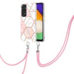 For Xiaomi Redmi Note 11 Pro / Note 11 Pro+ Electroplating Splicing Marble TPU Phone Case with Lanyard(Pink White)
