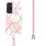For Xiaomi Redmi Note 11 Pro / Note 11 Pro+ Electroplating Splicing Marble TPU Phone Case with Lanyard(Pink White)