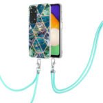 For Xiaomi Redmi Note 11 Pro / Note 11 Pro+ Electroplating Splicing Marble TPU Phone Case with Lanyard(Blue Green)