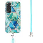 For Xiaomi Redmi Note 11 Pro / Note 11 Pro+ Electroplating Splicing Marble TPU Phone Case with Lanyard(Green)