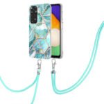 For Xiaomi Redmi Note 11 Pro / Note 11 Pro+ Electroplating Splicing Marble TPU Phone Case with Lanyard(Blue)