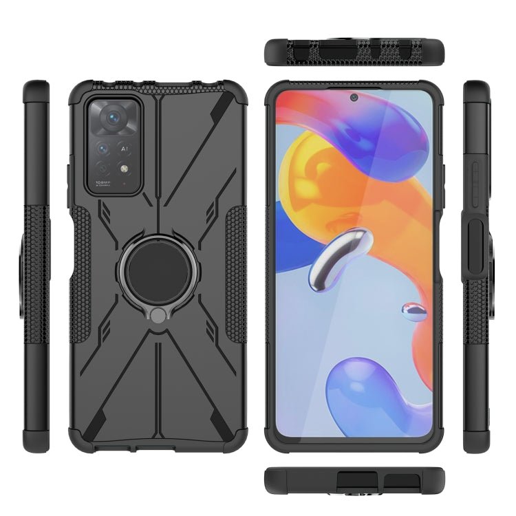 For Xiaomi Redmi Note 11 Pro 5G Armor Bear Shockproof PC + TPU Phone Case with Ring(Black)