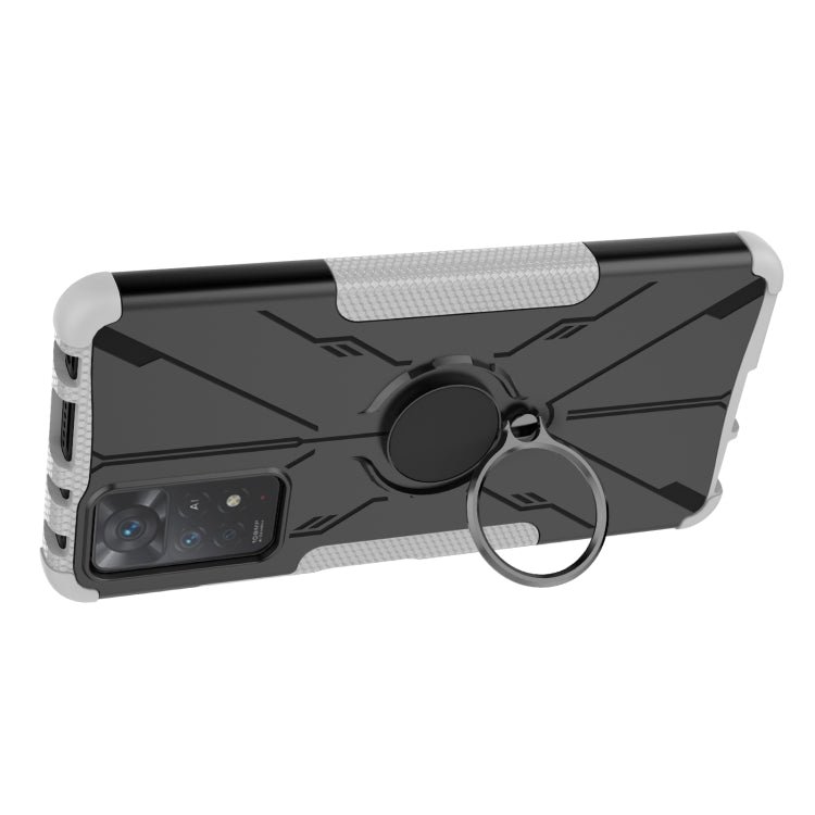 For Xiaomi Redmi Note 11 Pro 5G Armor Bear Shockproof PC + TPU Phone Case with Ring(White)