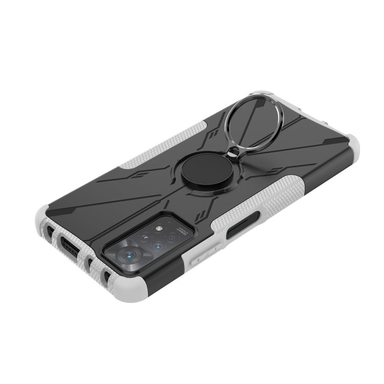 For Xiaomi Redmi Note 11 Pro 5G Armor Bear Shockproof PC + TPU Phone Case with Ring(White)