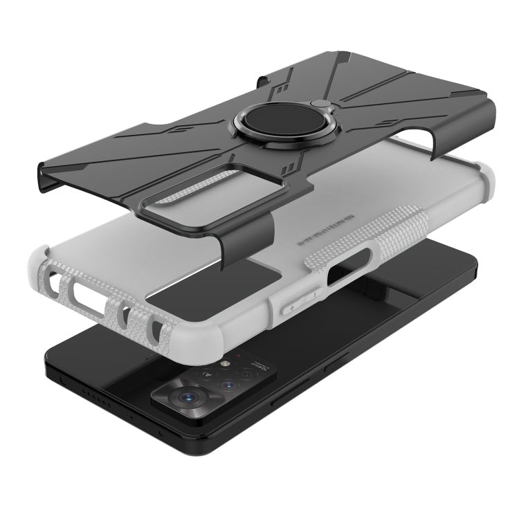 For Xiaomi Redmi Note 11 Pro 5G Armor Bear Shockproof PC + TPU Phone Case with Ring(White)