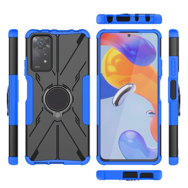 For Xiaomi Redmi Note 11 Pro 5G Armor Bear Shockproof PC + TPU Phone Case with Ring(Blue)