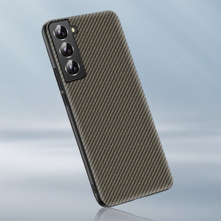 For Samsung Galaxy S22 5G Ultra-thin Carbon Fiber Texture Printing Phone Case(Gold)