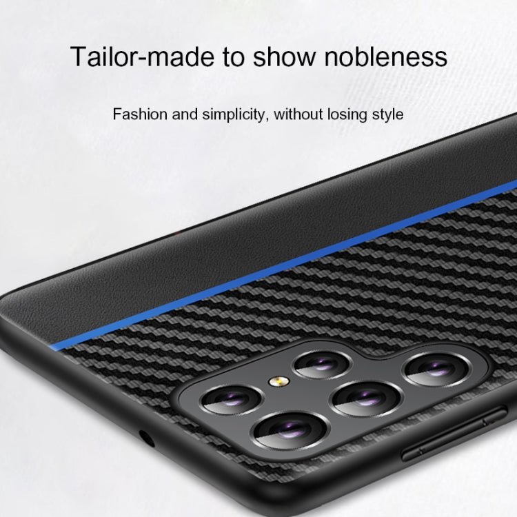 For Samsung Galaxy S22 5G Ultra-thin Carbon Fiber Texture Splicing Phone Case(Red)