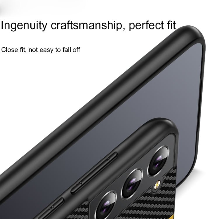 For Samsung Galaxy S22 5G Ultra-thin Carbon Fiber Texture Splicing Phone Case(Red)