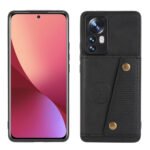 For Xiaomi 12 Double Buckle PU + TPU Shockproof Magnetic Phone Case(Black)