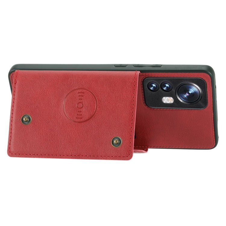 For Xiaomi 12 Double Buckle PU + TPU Shockproof Magnetic Phone Case(Red)