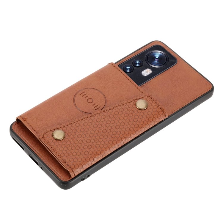 For Xiaomi 12 Pro Double Buckle PU + TPU Shockproof Magnetic Phone Case(Brown)