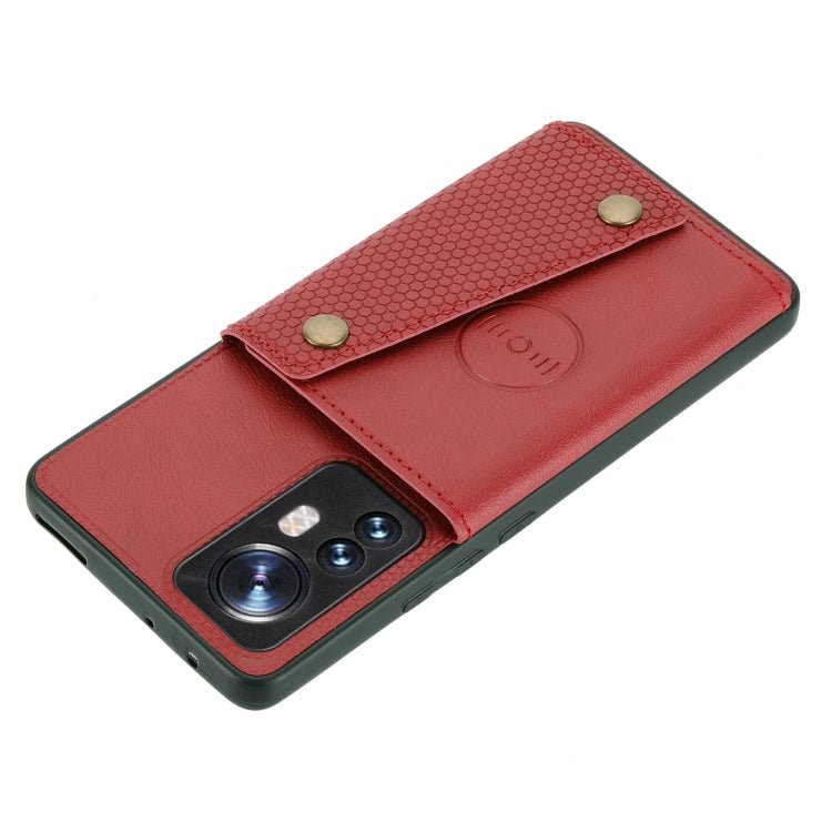 For Xiaomi 12 Pro Double Buckle PU + TPU Shockproof Magnetic Phone Case(Red)