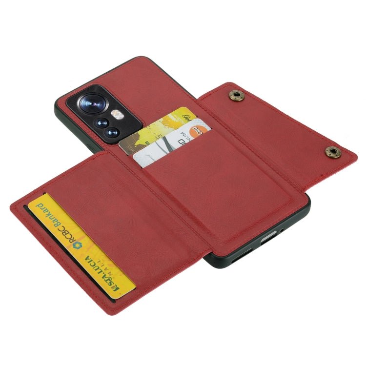 For Xiaomi 12 Pro Double Buckle PU + TPU Shockproof Magnetic Phone Case(Red)