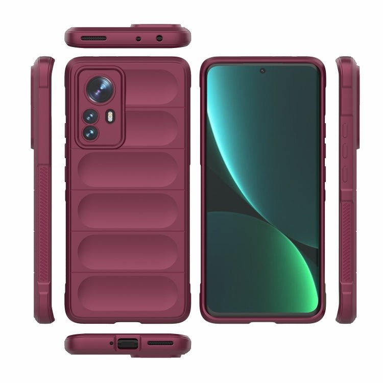 For Xiaomi 12 Pro Magic Shield TPU + Flannel Phone Case(Wine Red)