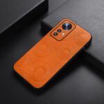 For Xiaomi 12 Pro Sunflower Pattern PU Shockproof Phone Case(Orange)