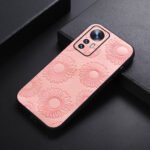For Xiaomi 12 Pro Sunflower Pattern PU Shockproof Phone Case(Pink)